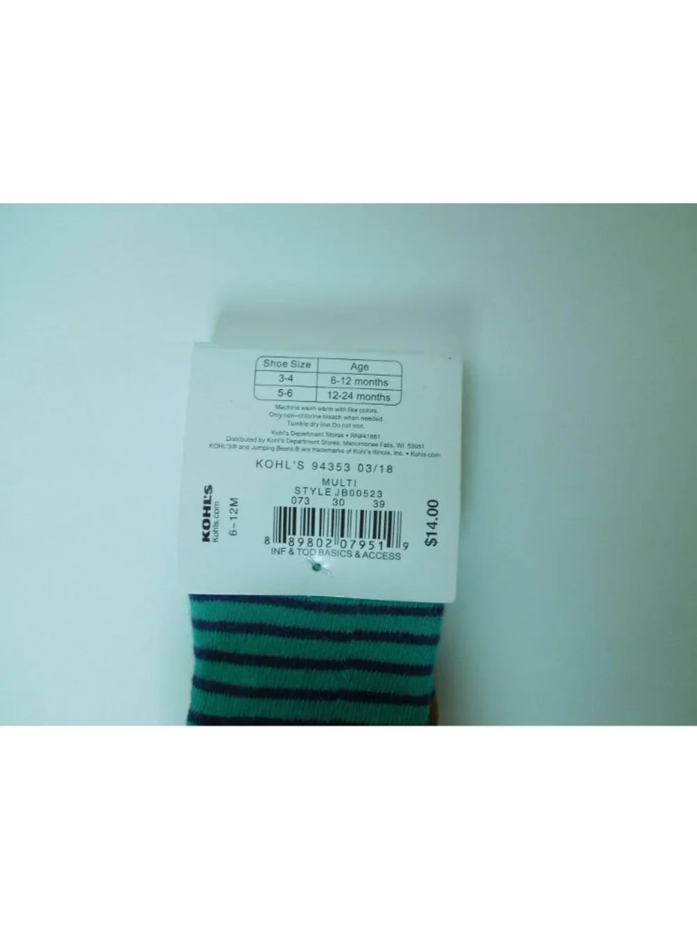 Jumping Beans Baby Boy Toddler Monkey Slipper Sock Size 6-12 Months